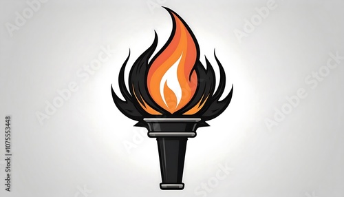  Black torch icon shapes burn with fiery vector flames, isolated on a crisp white background_1(919)