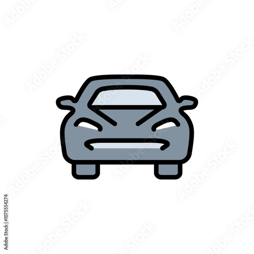 Car front simple color icon. Automobile and car dealer symbol. Auto, view, sport, race, transport, transportation sign. Vector illustration isolated on white background