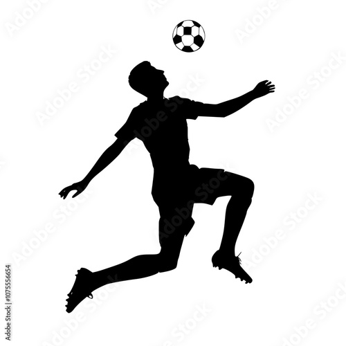 football player heading the ball silhouette