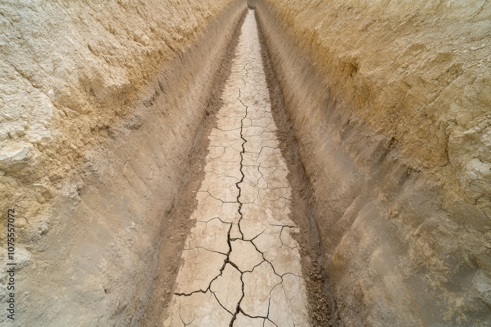 Global Drought - Cracked Earth with Small Water Source. Beautiful simple AI generated image Global Drought - Cracked Earth with Small Water Source. Beautiful simple AI generated image