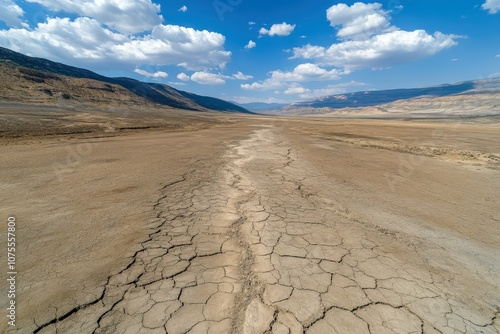 Heat of a Changing Climate Withered Crops and Cracked Earth - A Testament to a Changing Climate. Beautiful simple AI generated image