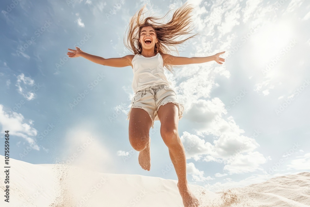 Six-year girl runs with a swimming circle swim in the sea. Beautiful simple AI generated image Six-year girl runs with a swimming circle swim in the sea. Beautiful simple AI generated image