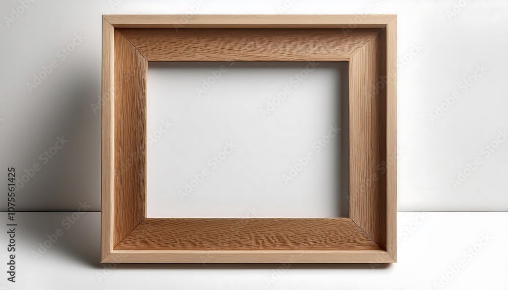 A realistic wooden photo frame with a simple design sits on a white background, perfect for_1(453) A realistic wooden photo frame with a simple design sits on a white background, perfect for_1(453)