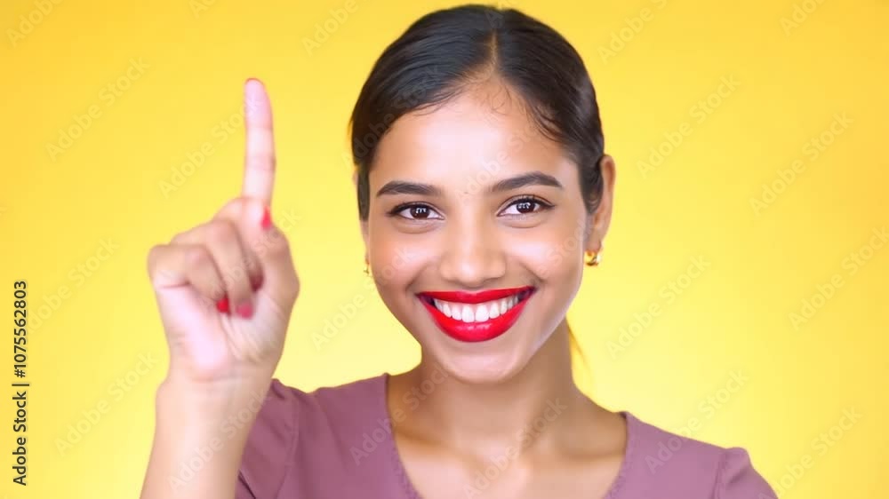 Joyful Woman Celebrating Victory on Yellow Background Generative AI Joyful Woman Celebrating Victory on Yellow Background Generative AI