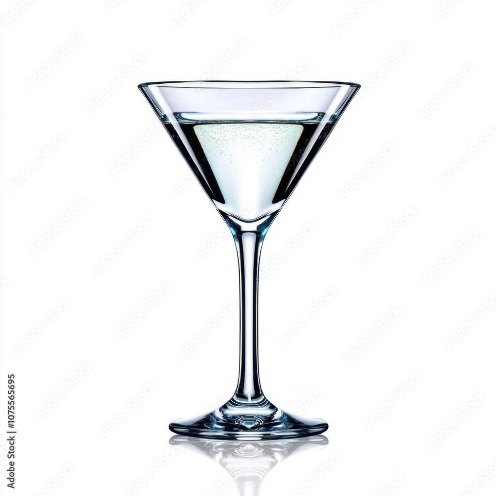 A photostock of a classic martini glass with an elegant shape, suitable for cocktail or beverage themes, isolated on white background, High Quality A photostock of a classic martini glass with an elegant shape, suitable for cocktail or beverage themes, isolated on white background, High Quality
