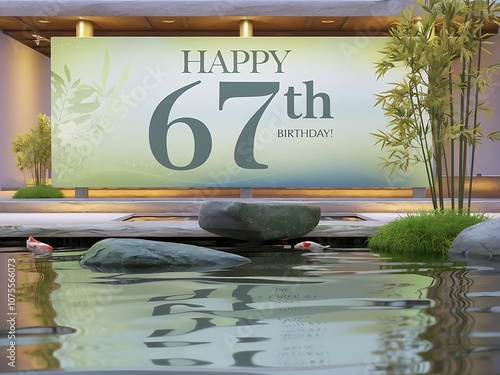 Elegant 67th Birthday with Calm Landscape photo