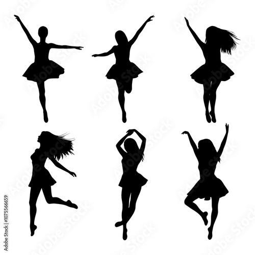 Silhouettes of ballet dancers in graceful poses, showcasing elegance and poise. Generative AI.