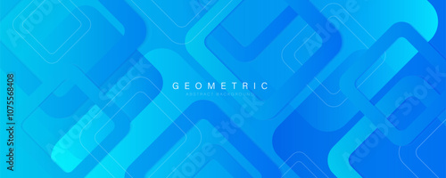 Blue abstract background with geometric shapes. Modern blue gradient square design elements. Suit for banner, poster, cover, flyer, brochure, website, booklet. Vector illustration
