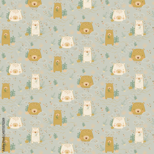  Seamless Pattern , Bear Patterns, Scrapbook Paper, Fabric pattern , Cute Bear, 10 patterns for children, patterns for children