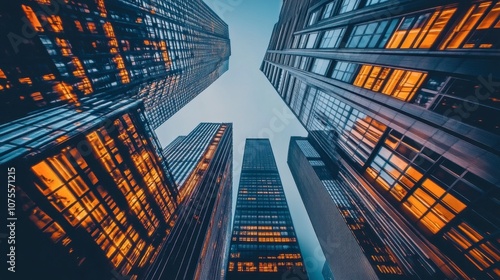 Wallpaper Mural Urban Skyline at Dusk with Illuminated Buildings Torontodigital.ca