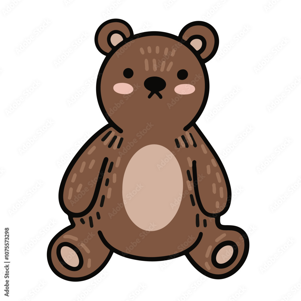 Vector drawing of a little bear cub. Toy bear. Design element for children Vector drawing of a little bear cub. Toy bear. Design element for children