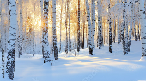 Snowy Forest Landscape in Winter Soft Lighting