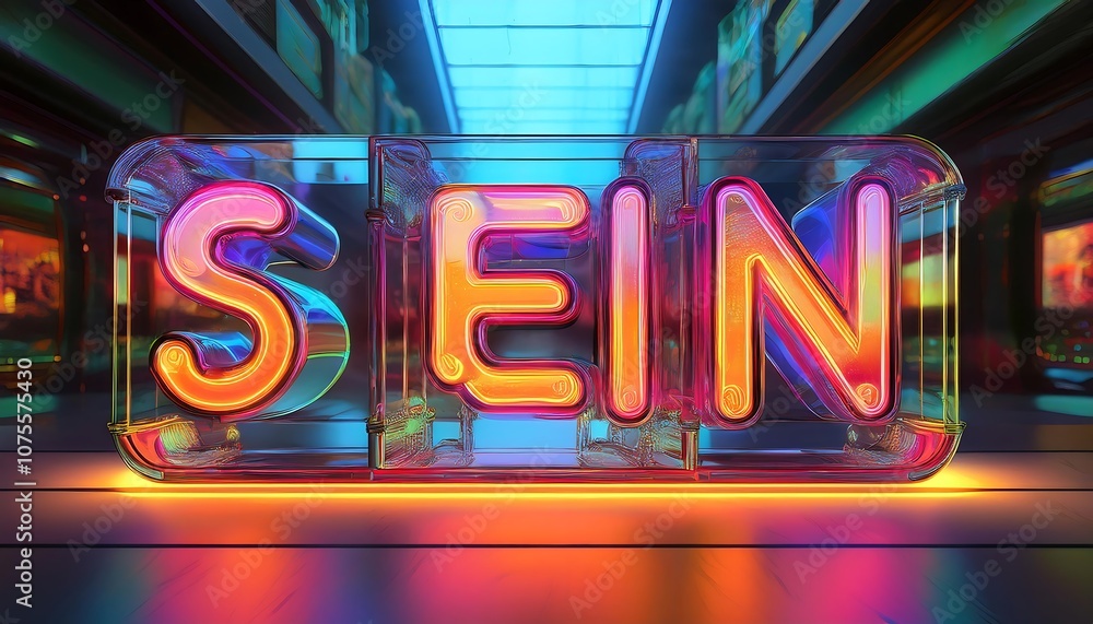 Trendy lettering and clean glass with glowing neon 3D text on a colorful and translucent gl_1(1766) Trendy lettering and clean glass with glowing neon 3D text on a colorful and translucent gl_1(1766)