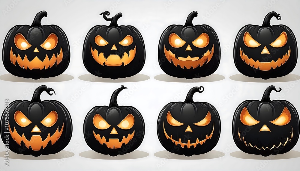 Spooky pumpkin faces with various emotions in isolated black vector icons on transparent ba_1(1699) Spooky pumpkin faces with various emotions in isolated black vector icons on transparent ba_1(1699)