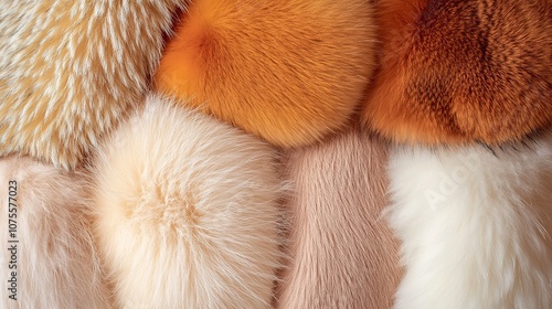 Close-up texture of multi-colored fluffy fur photo