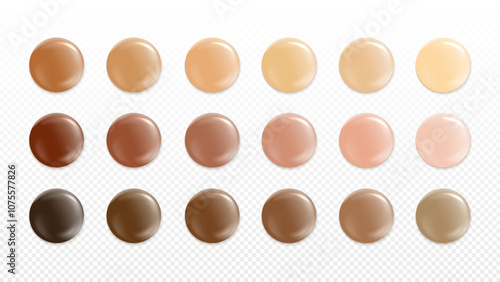 Skin color palette. Skin tones collection. Abstract liquid drops for cosmetics design. Vector icon set EPS 10