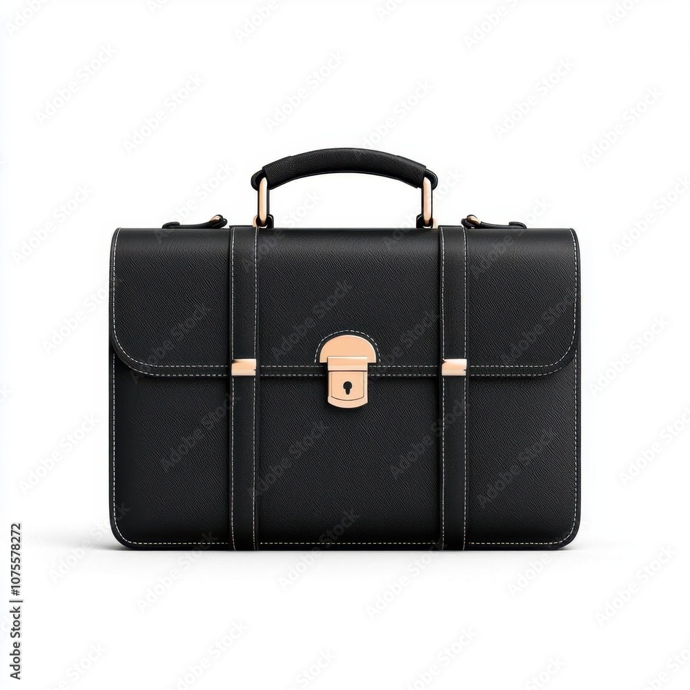A photostock of a sturdy black briefcase with a sleek design, ideal for business or travel themes, isolated on white background, High Quality A photostock of a sturdy black briefcase with a sleek design, ideal for business or travel themes, isolated on white background, High Quality