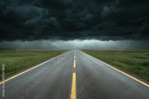  The Road to Storm- A dramatic and moody image of a road leading into a gathering storm,_1(321). Beautiful simple AI generated image