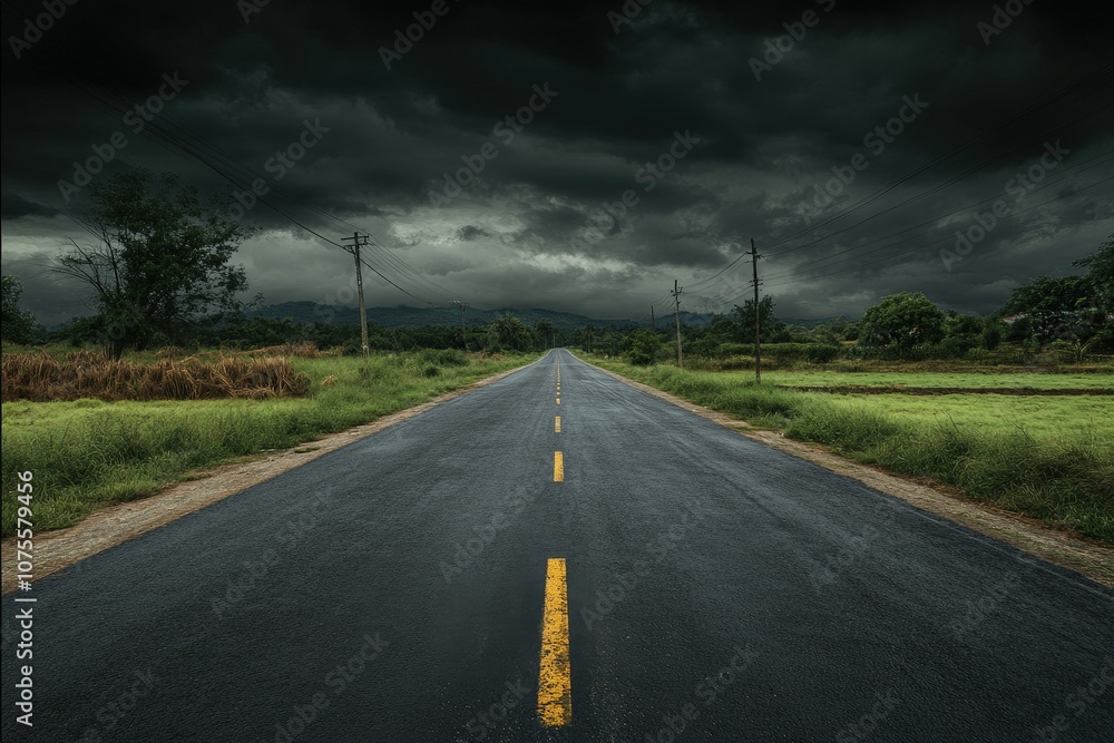 The Road to Storm- A dramatic and moody image of a road leading into a gathering storm,_1(321). Beautiful simple AI generated image The Road to Storm- A dramatic and moody image of a road leading into a gathering storm,_1(321). Beautiful simple AI generated image