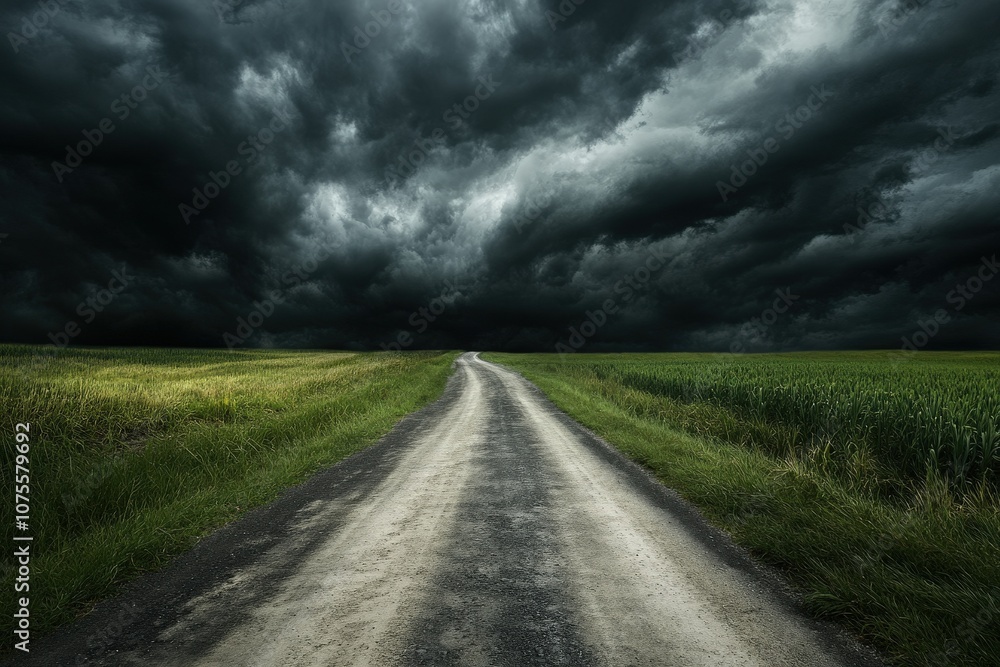 The Road to Storm- A dramatic scene of a long, winding road leading into a dark, menacing s_1(313). Beautiful simple AI generated image The Road to Storm- A dramatic scene of a long, winding road leading into a dark, menacing s_1(313). Beautiful simple AI generated image