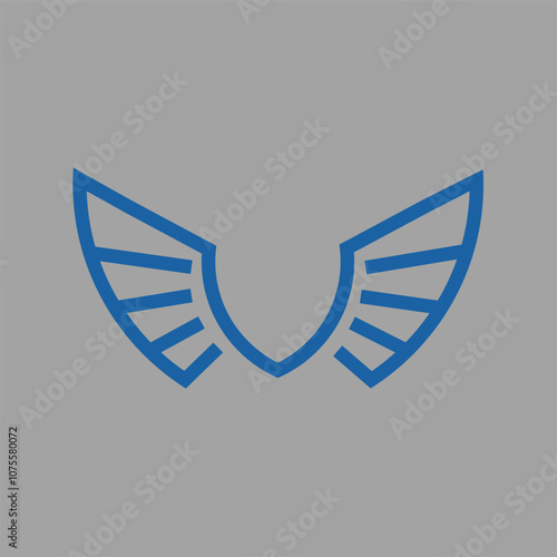 Logo letter u or V icon of a gallant bird wing