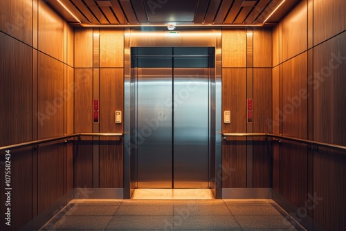 Obraz na płótnie Empty modern elevator with closed doors in luxury building