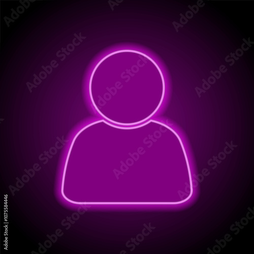 Human simple icon vector. Flat design. Purple neon on black background