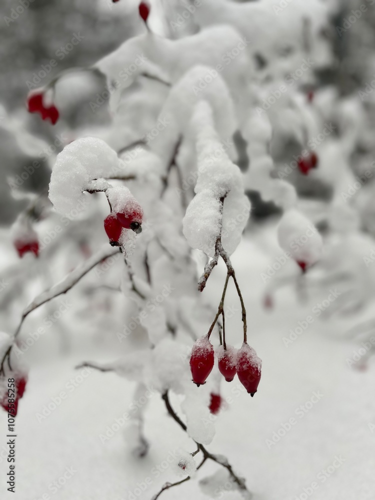 Baies rouges sous la neige Baies rouges sous la neige