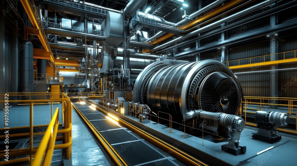 Power plants, fueled by gas turbines, generate electricity and provide industrial power. Power plants, fueled by gas turbines, generate electricity and provide industrial power.