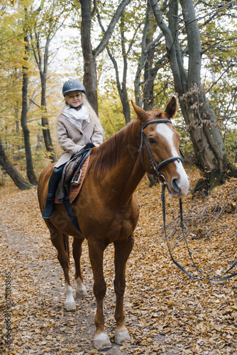 The girl is riding a horse. Horse riding club