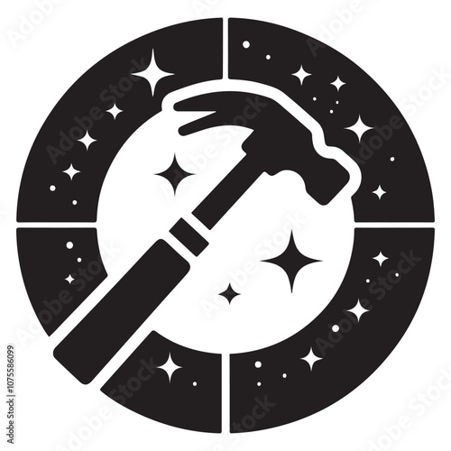 Tableau sur toile Black Hammer Unique Icon in Circle with Stars