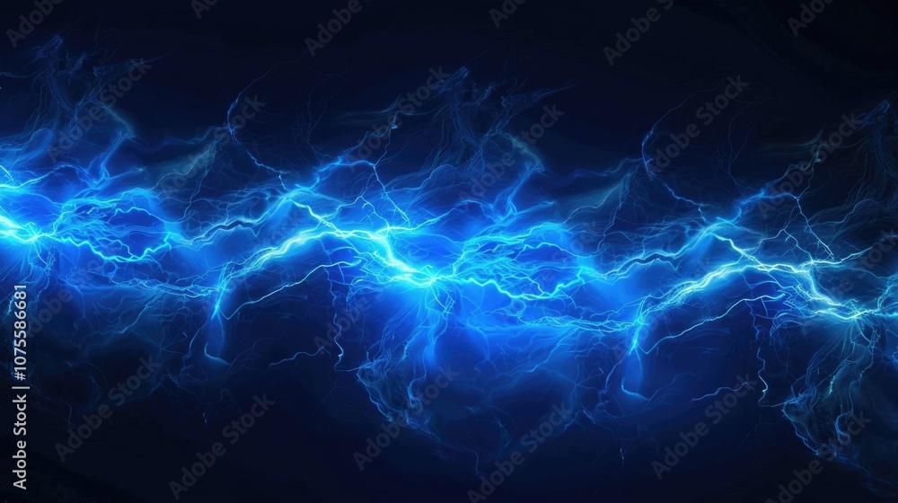 Naklejka premium Blue Electric Images. Light Blue Gradient Line Design on Plain Background