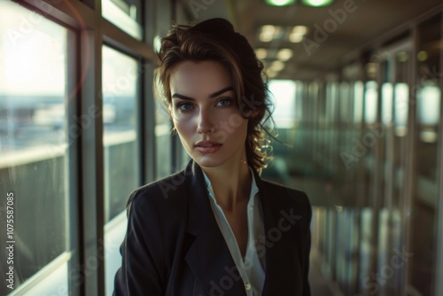 Businesswoman Travel. Portrait of a Confident Caucasian Businesswoman Alone in an Office Setting Free Download Businesswoman Travel. Portrait of a Confident Caucasian Businesswoman Alone in an Office Setting - GFXLoad