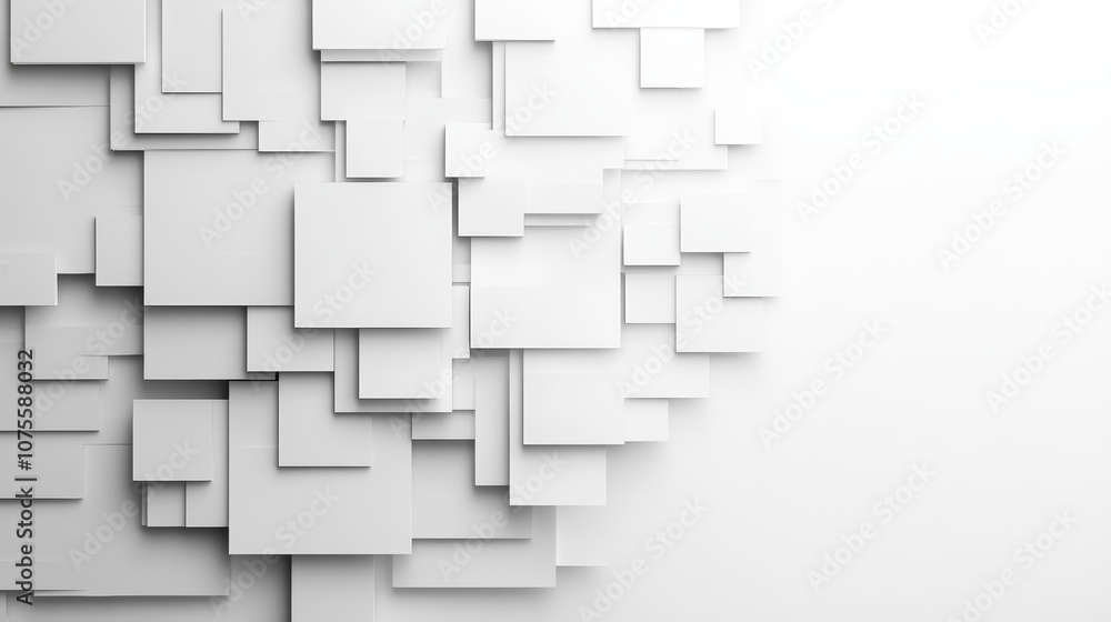 Abstract white squares in a 3D design with copy space. Abstract white squares in a 3D design with copy space.