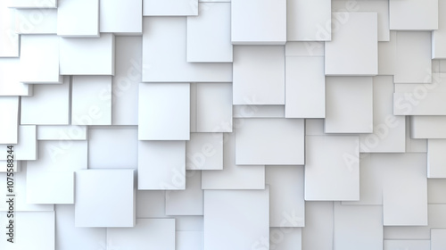 Abstract white geometric background with a pattern of squares.