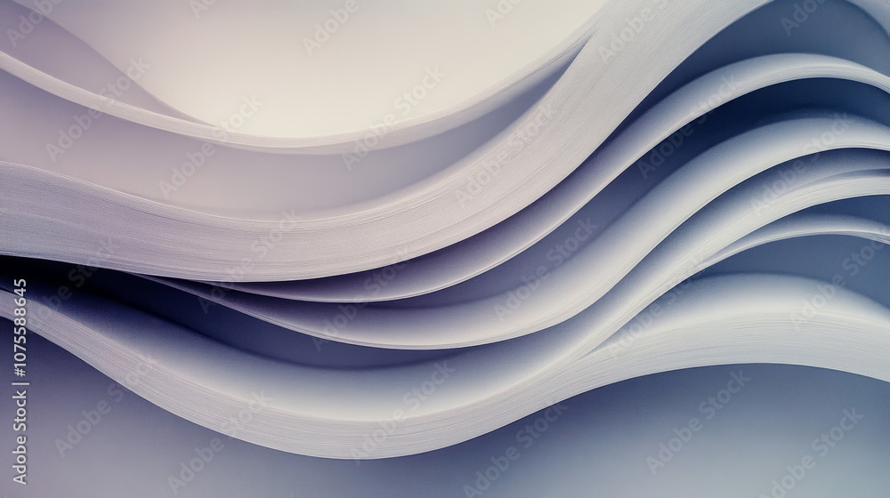 Fototapeta premium Abstract waves of white paper, creating a smooth and flowing design.