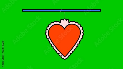 A vibrant heart animation on a green screen, perfect for romantic love-themed projects Valentine's Day designs, or creative video editing backgrounds