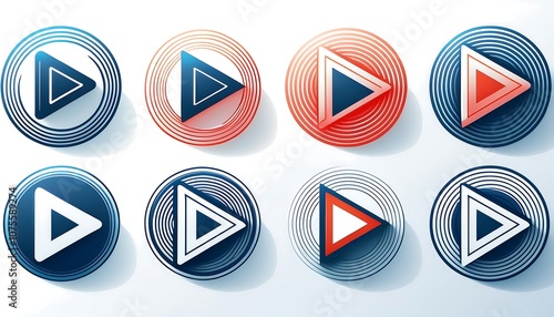  Collection of Vimeo logos in various shapes on a white background, available for editorial _1(1017) photo