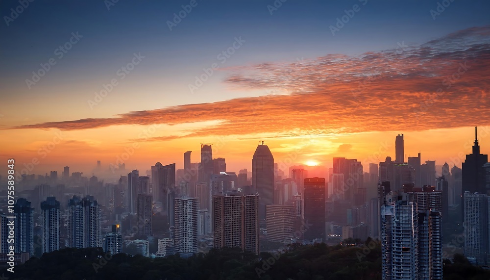 Fototapeta premium City skylines at dawn evoke calmness in serene and atmospheric video clips suitable for_1(994)