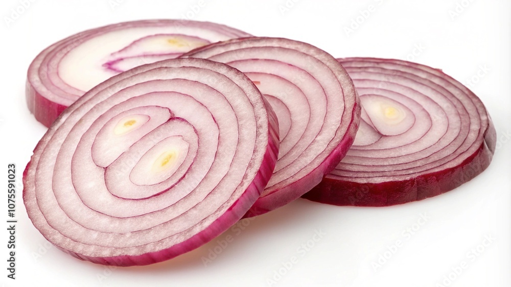 Red onion sliced isolated on white background Red onion sliced isolated on white background