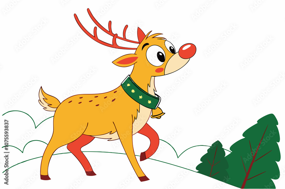 Obraz premium deer with a Christmas tree