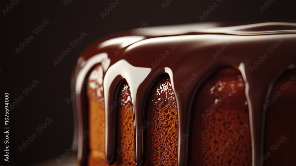 Obraz premium chocolate cake, dripping with rich, dark chocolate ganache. The smooth, glossy glaze