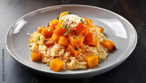  Arborio rice is cooked with roasted butternut squash and topped with shaved parmesan cheese_1(850)