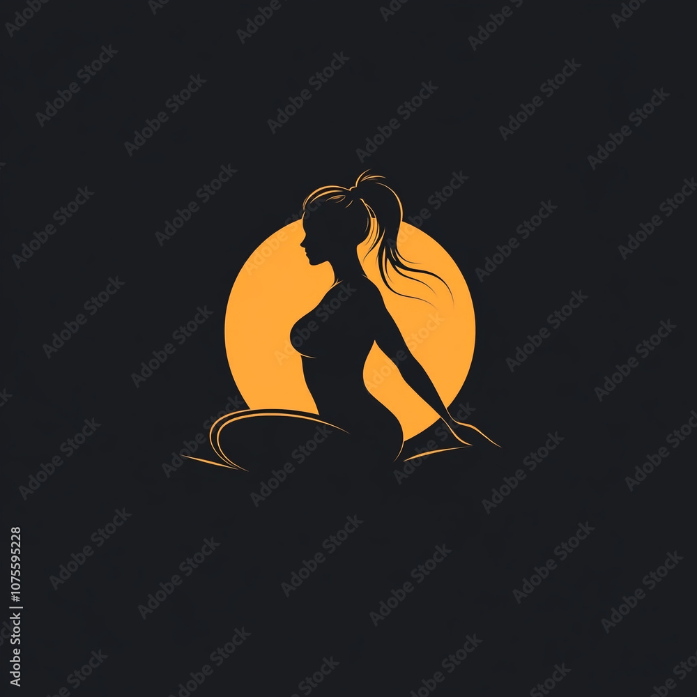 A silhouette of a woman sitting gracefully before a full moon at night A silhouette of a woman sitting gracefully before a full moon at night