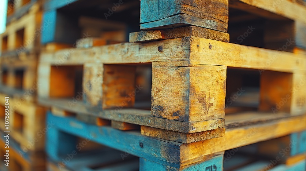 Close-up of stacked wooden pallets. Close-up of stacked wooden pallets.