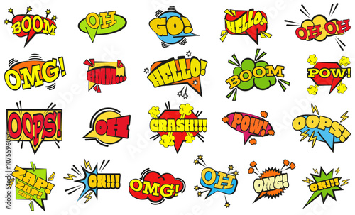Comics speech bubble collection with halftone. Cartoon comics bubble elements. Set of comic bubble speech clouds