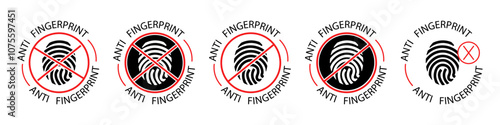 Anti fingerprint secure icon collection on a white background