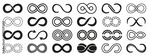 Black infinite symbol collection. Set of infinity icons