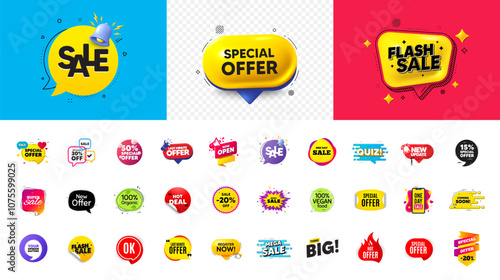 Discount offer sale banners. Best deal price stickers. Flash special offer tag. Sale bubble coupon. Promotion discount banner templates design. Buy offer sticker, shop now. Vector illustration