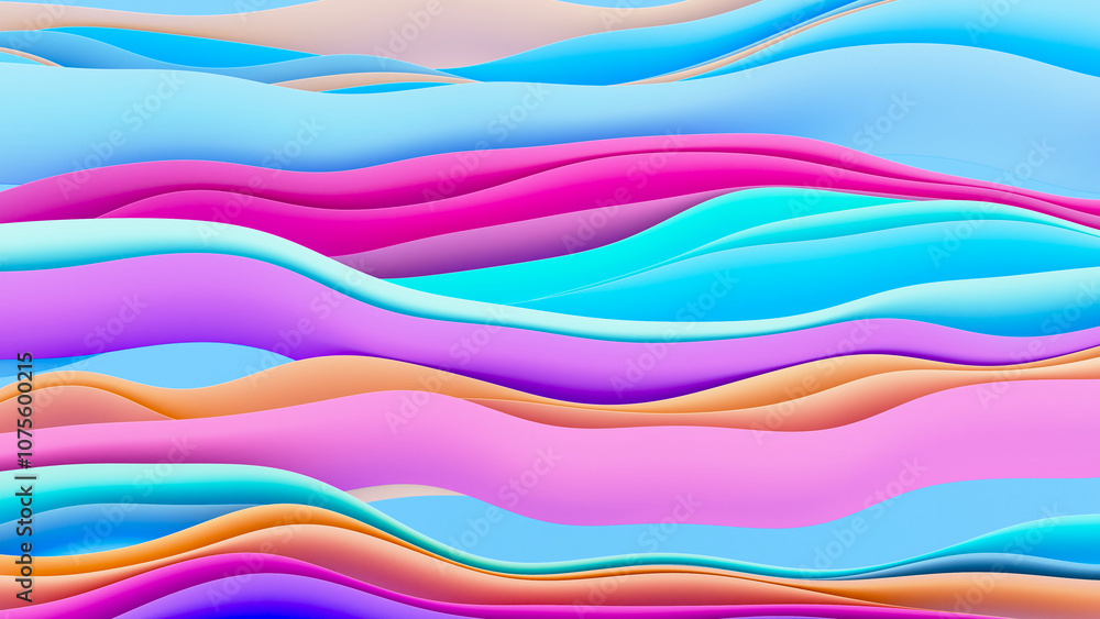 3D illustration of beautiful wallpaper from wavy shapes filled colorful gradient 3D illustration of beautiful wallpaper from wavy shapes filled colorful gradient
